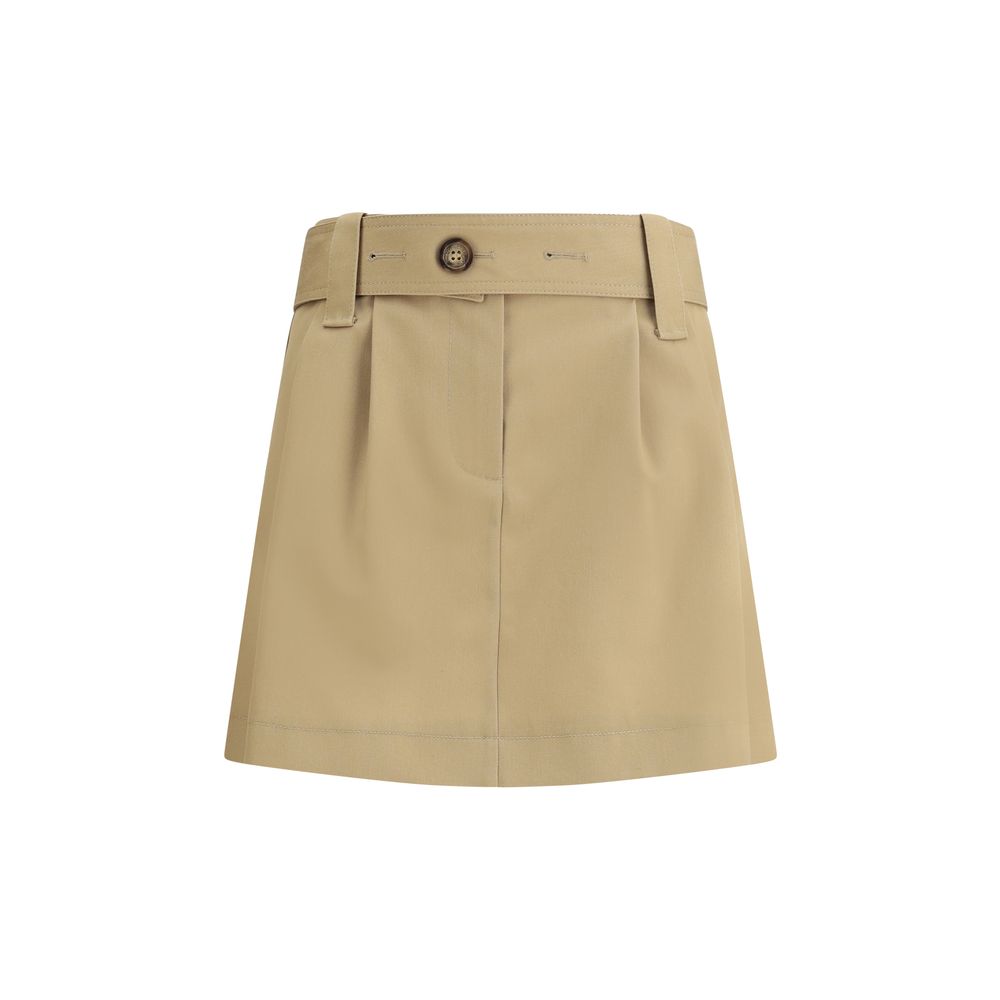 Moncler Cotton Gabardine Beige Mini Skirt