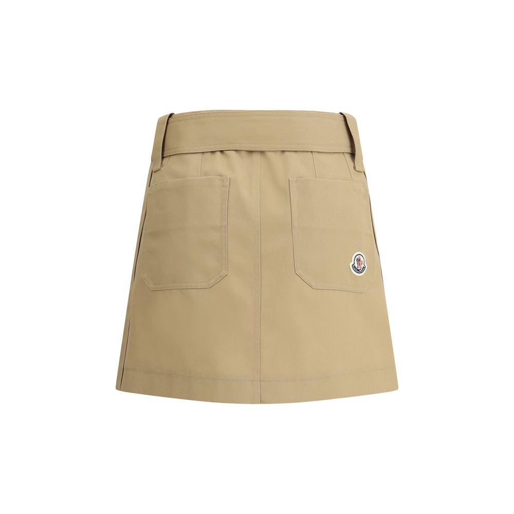 Moncler Cotton Gabardine Beige Mini Skirt
