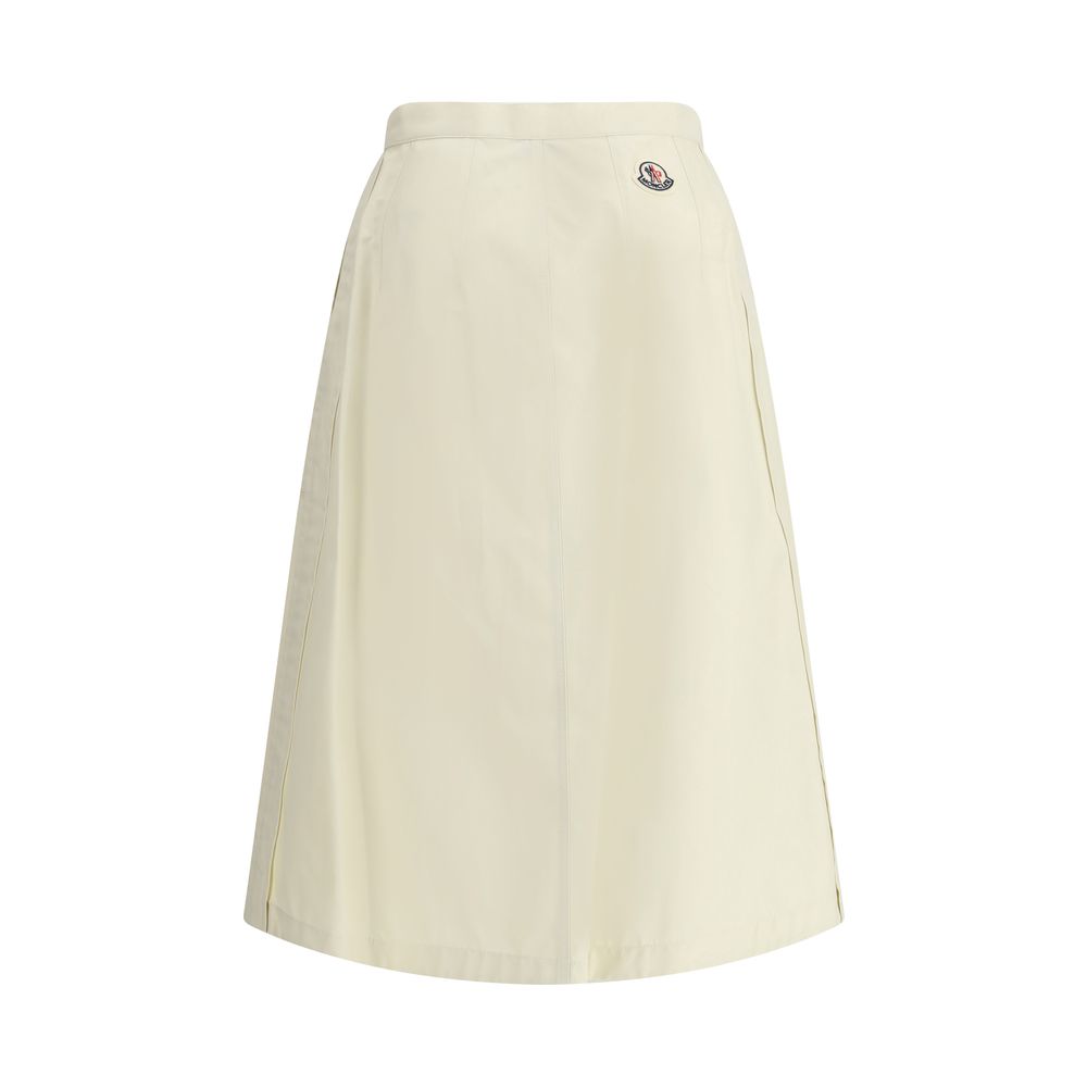 Moncler Off-White Cotton Midi Skirt with Button Front