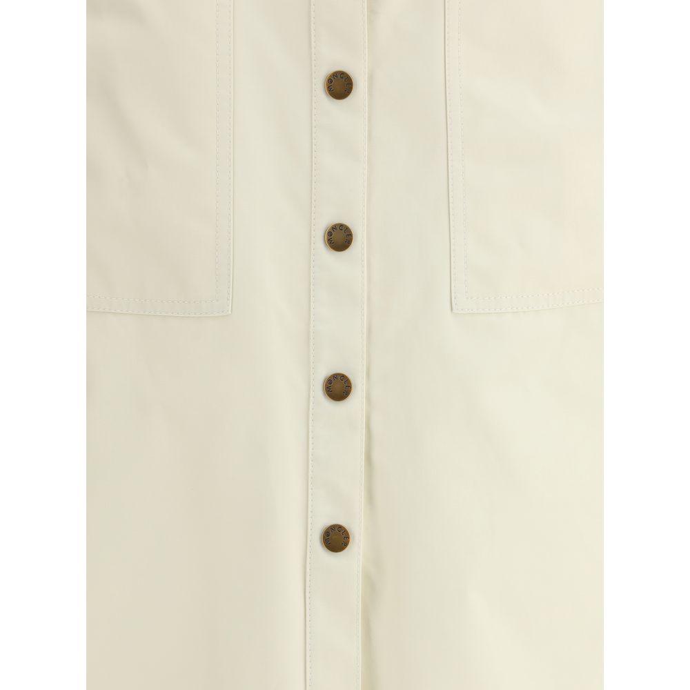 Moncler Off-White Cotton Midi Skirt with Button Front