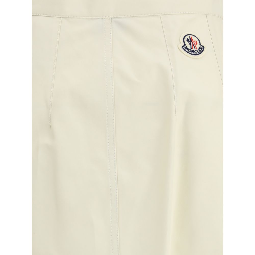Moncler Off-White Cotton Midi Skirt with Button Front