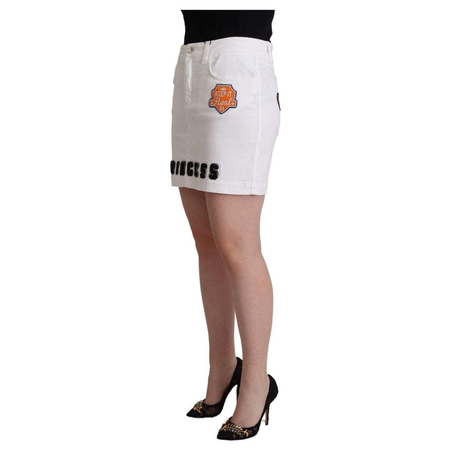Dolce & Gabbana Embellished White Denim Mini Skirt - Call Me Luxe