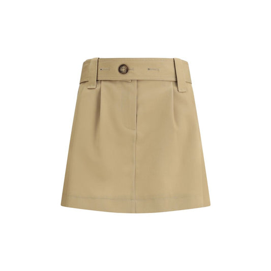 Moncler Cotton Gabardine Beige Mini Skirt